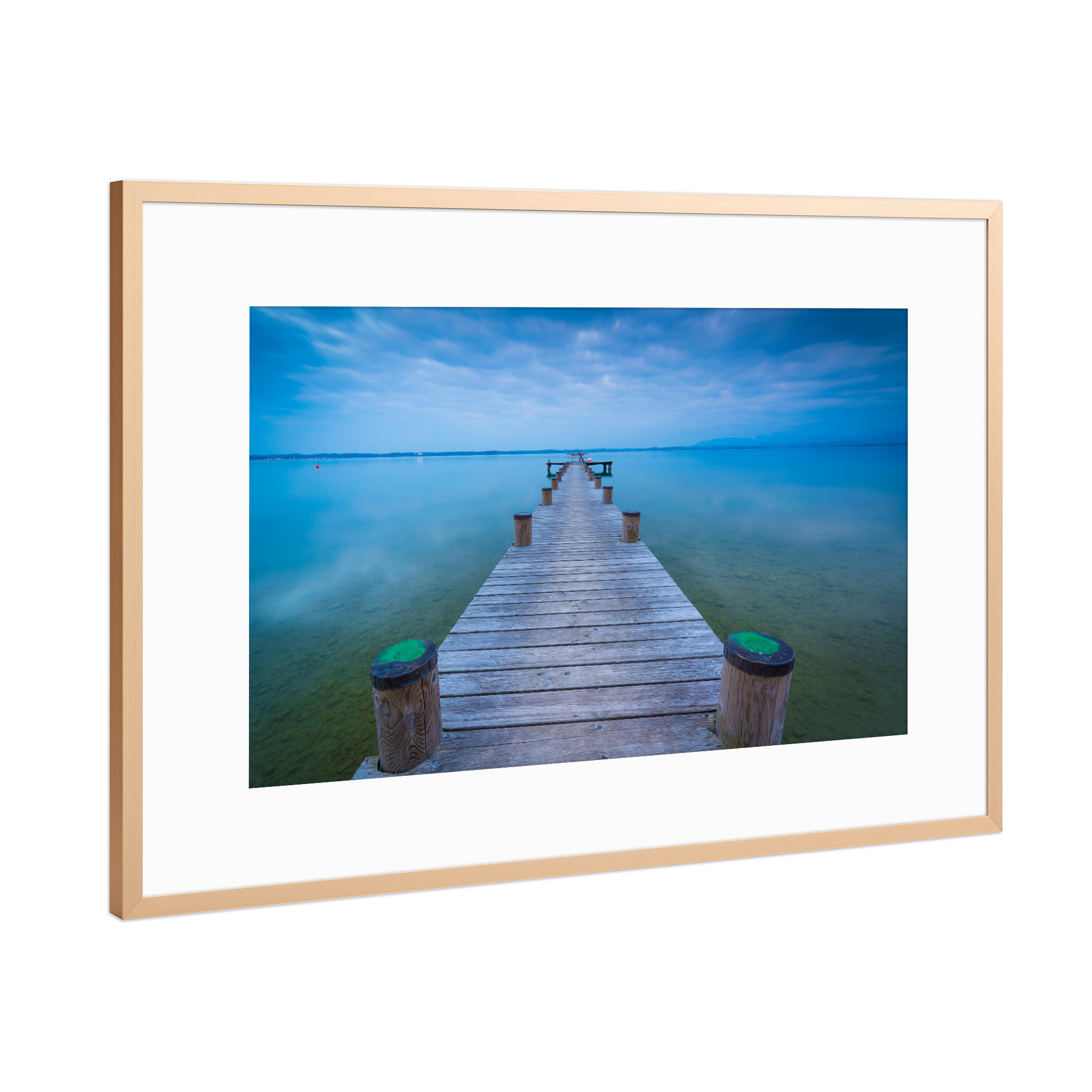 Poster mit Rahmen Kupfer "Ein Abend am Chiemsee" artboxONE - Natur - Chiemsee,Steg