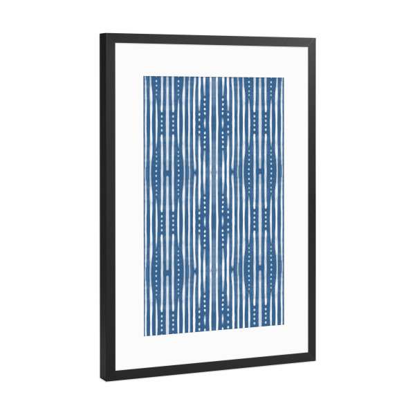 Poster mit Rahmen Schwarz (Metallic) "Shibori Tribal" artboxONE - Abstrakt - Tie-dye,Indigo,Batik
