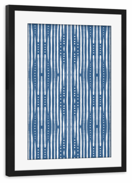 Poster mit Rahmen schwarz "Shibori Tribal" artboxONE - Abstrakt - Tie-dye,Indigo,Batik