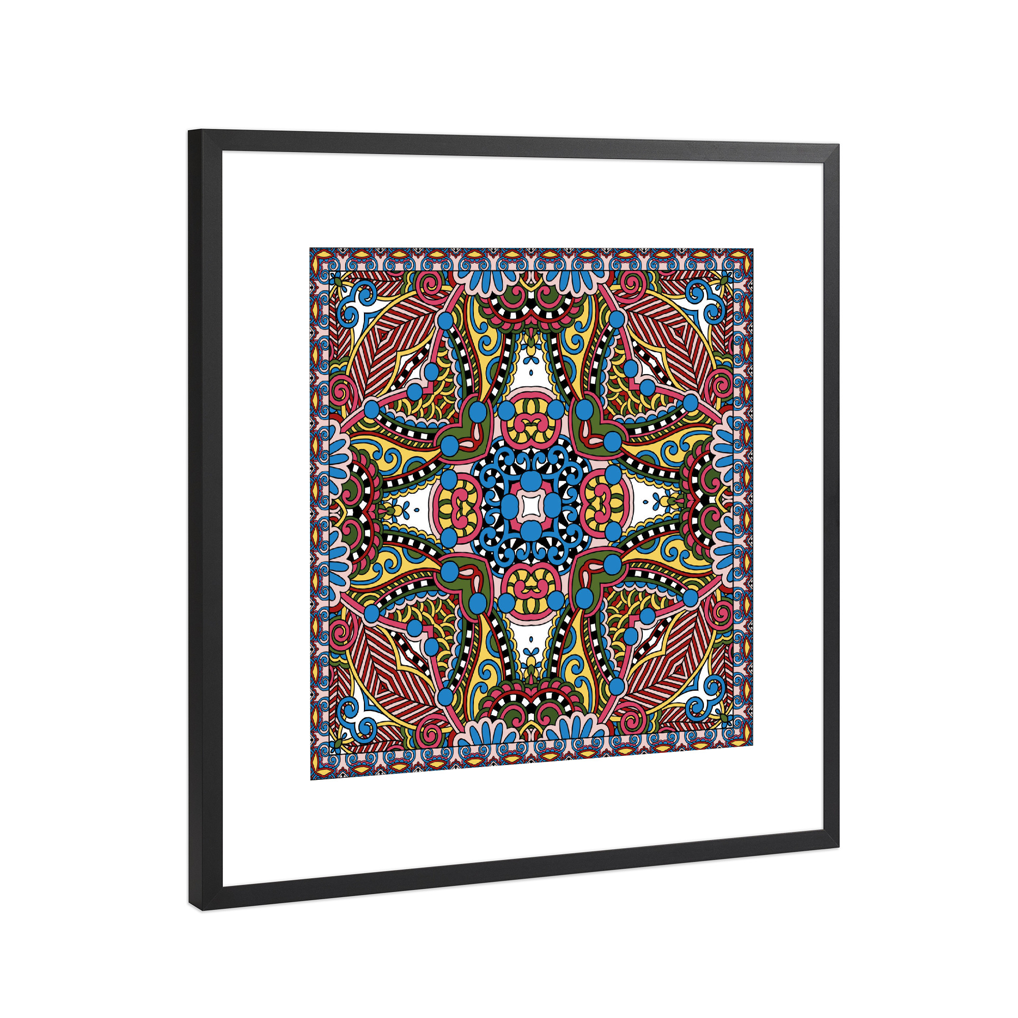 Poster mit Rahmen Schwarz (Metallic) "Scarf print Ibiza" artboxONE - Abstrakt - Ethno,Festival,Scarf,Scarfrint
