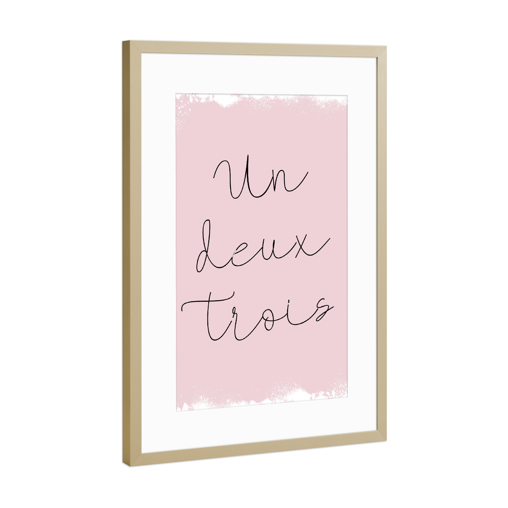 Poster mit Rahmen Gold "Un deux trois" artboxONE - Typografie - Un,Deux,Trois,Paris