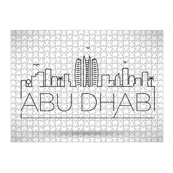 Puzzle Ravensburger "Minimal Abu Dhabi Skyline Design" artboxONE - Schwarzweiß,Städte / Weitere - Skyline,Minimal,Silhouette,Abu dhabi,Emirates,Arab
