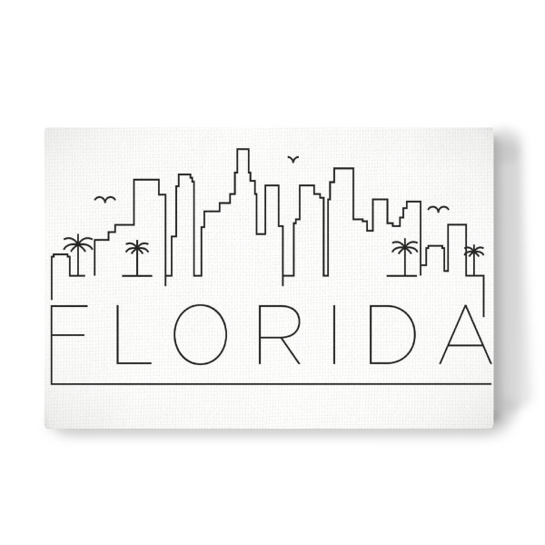Leinwandbild "Minimal Florida Skyline Design" artboxONE - Städte,Schwarzweiß - Florida,Usa,Miami,Skyline