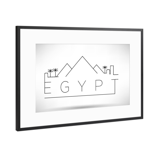 Poster mit Rahmen Schwarz (Metallic) "Minimal Egypt Skyline Design" artboxONE - Schwarzweiß,Reise / Länder - Egpyt,Skyline