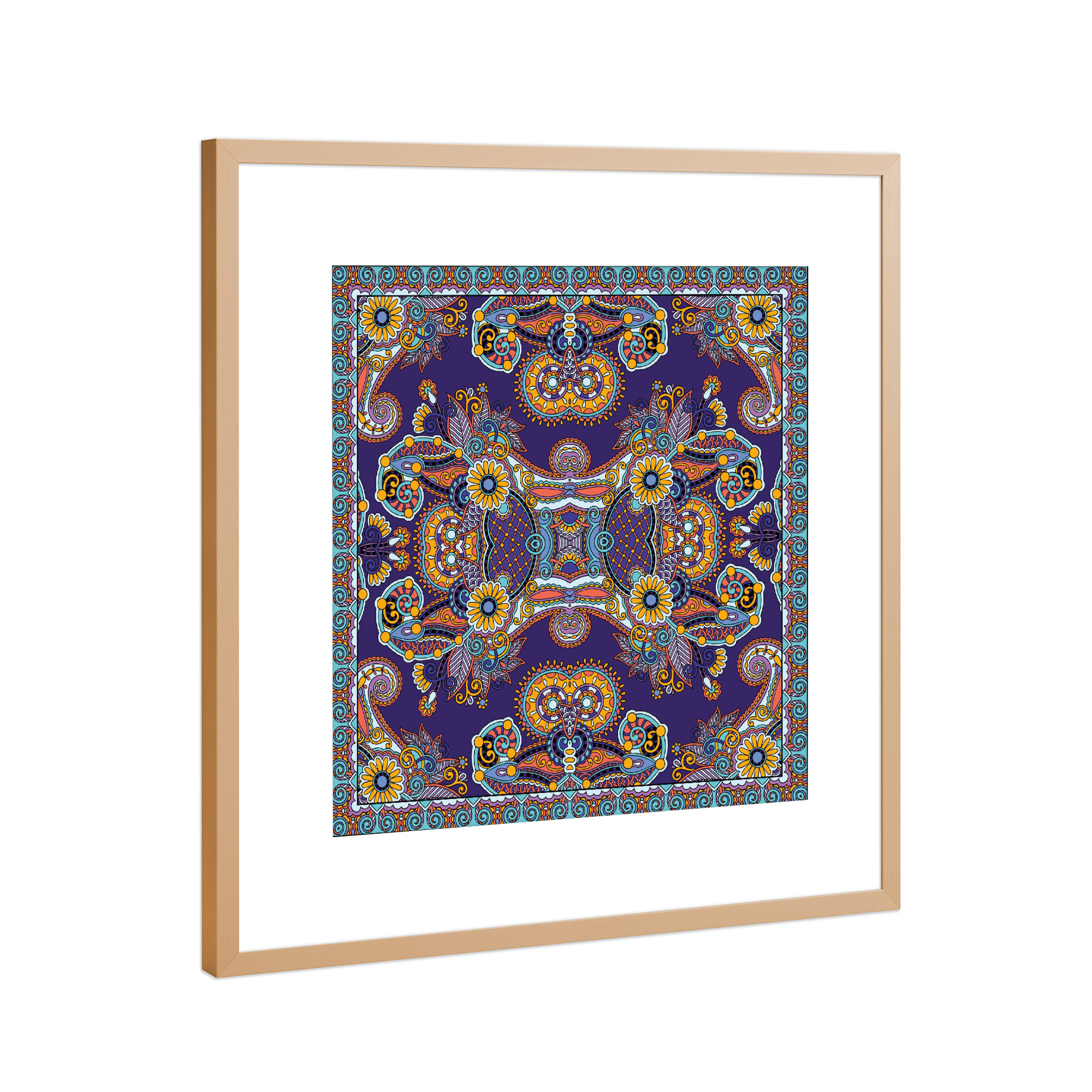 Poster mit Rahmen Kupfer "Scarf print Malaga" artboxONE - Abstrakt - Scarf,Scarfprint,Ethno,Festival