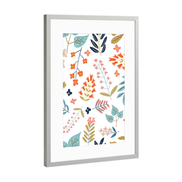 Poster mit Rahmen Silber "Botanical Harmony | Floral vintage" artboxONE - Floral - Flowers,Leaves