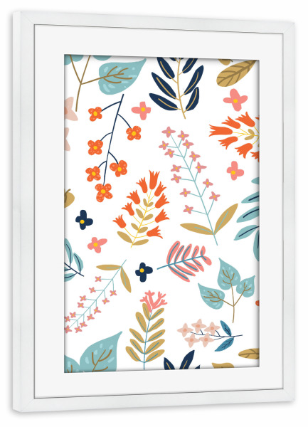Poster mit Rahmen weiß "Botanical Harmony | Floral vintage" artboxONE - Floral - Flowers,Leaves