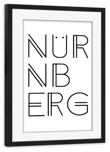 Poster mit Rahmen schwarz "Citybild Nürnberg" artboxONE - Typografie,Schwarzweiß,Städte / Weitere - Nürnberg,Bayern