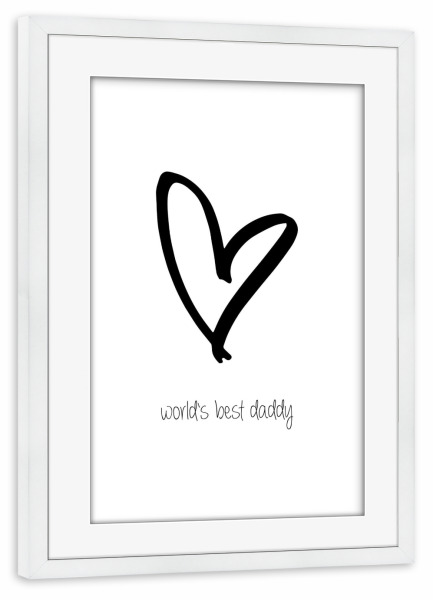 Poster mit Rahmen weiß "Bester Daddy auf der Welt" artboxONE - Typografie,Schwarzweiß,Liebe,Weihnachten,Für Papa - Papa,Vatertag,Vater,Dad,Daddy