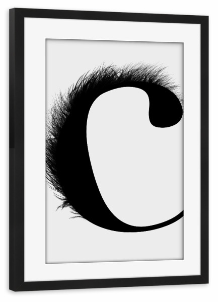 Poster mit Rahmen schwarz "Flying Letter-C" artboxONE - Schwarzweiß,Buchstaben,Buchstaben / C