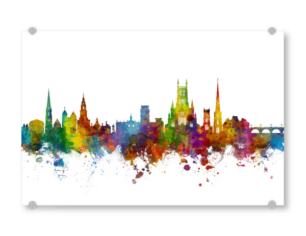 Acrylglasbild "Worcester England Skyline" artboxONE - Städte - Worcester,Skyline,England