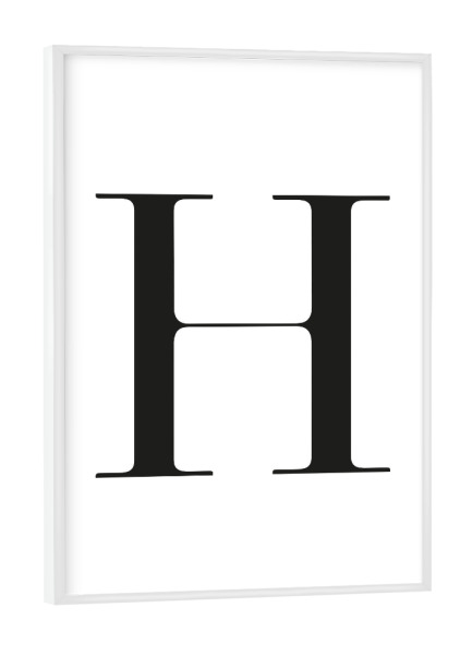 Poster mit weißem Rahmen "Buchstabe – H" artboxONE - Schwarzweiß,Buchstaben,Buchstaben / H - Buchstabe,H,Alphabet,Buchstabenset-minimal1,Buchstabe-h