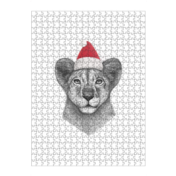 artboxONE Puzzle "Christmas prince lion" artboxONE - Tiere,Schwarzweiß,Weihnachten - Lion,Prince,Cat,Christmas - Bild lion