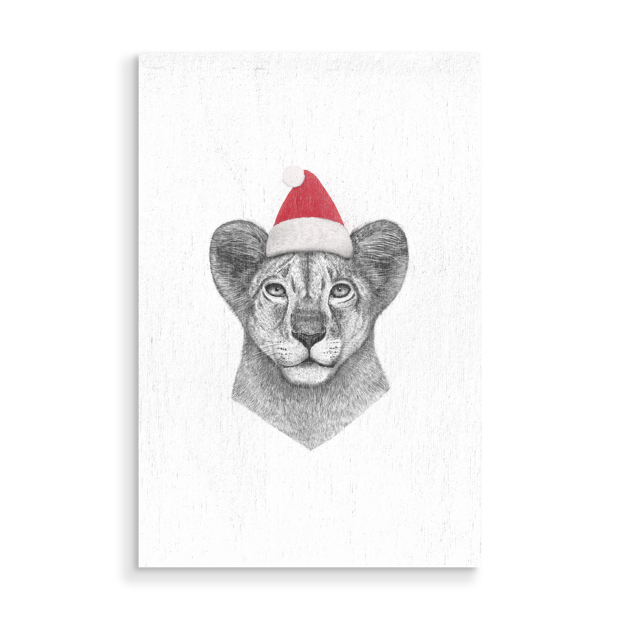 Holzbild "Christmas prince lion" artboxONE - Tiere,Schwarzweiß,Weihnachten - Lion,Prince,Cat,Christmas