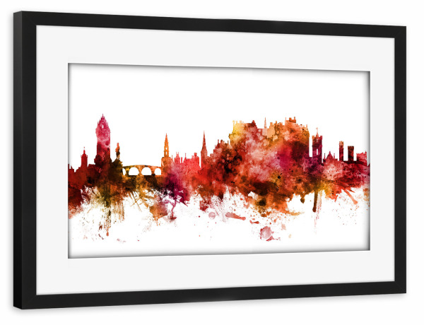 Poster mit Rahmen schwarz "Stirling Scotland Skyline Dark Red" artboxONE - Städte - Stirling,Skyline,Scotland