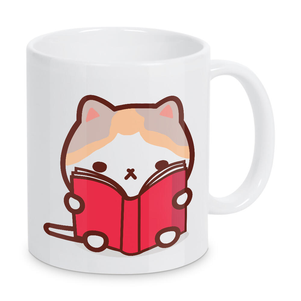 Tasse "Süße Katze liest ein Buch" artboxONE - Tiere,Lustig - Kawaii,Katzen,Niedlich,Bücher,Lesen,Bibliothek,Kätzchen,Bücherwurm