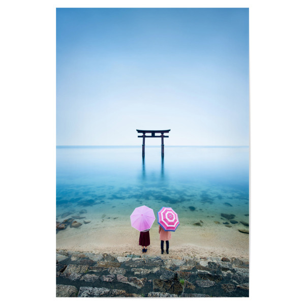 Poster "Japanisches Torii" artboxONE - Architektur,Reise / Asien - Tor,Japan,Asien,Meer,Tempel,Schrein,Schirm