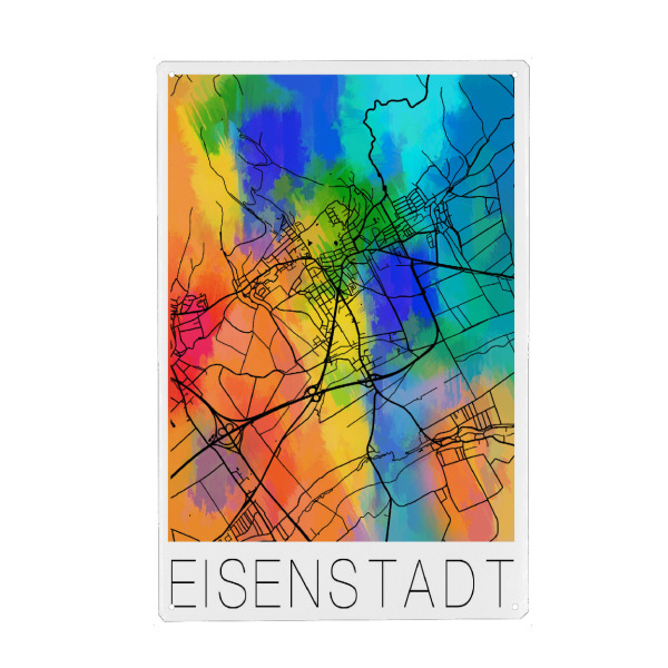 Holzbild "Retro Map Eisenstadt Watercolor" artboxONE - Städte,Reise,Städte / Weitere,Kartografie - Retro,Map,Eisenstadt,Austria,Vintage,Watercolor