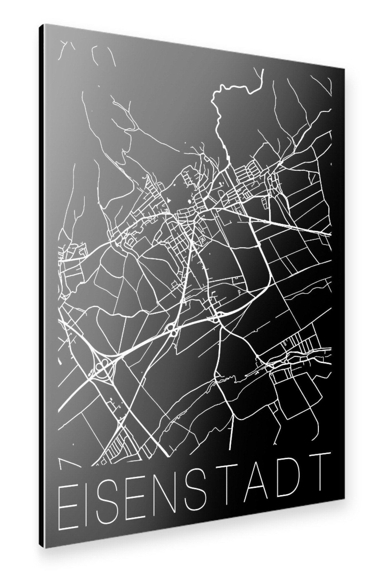 Alu-Dibond "Retro Map Eisenstadt Black" 75x50 cm artboxONE