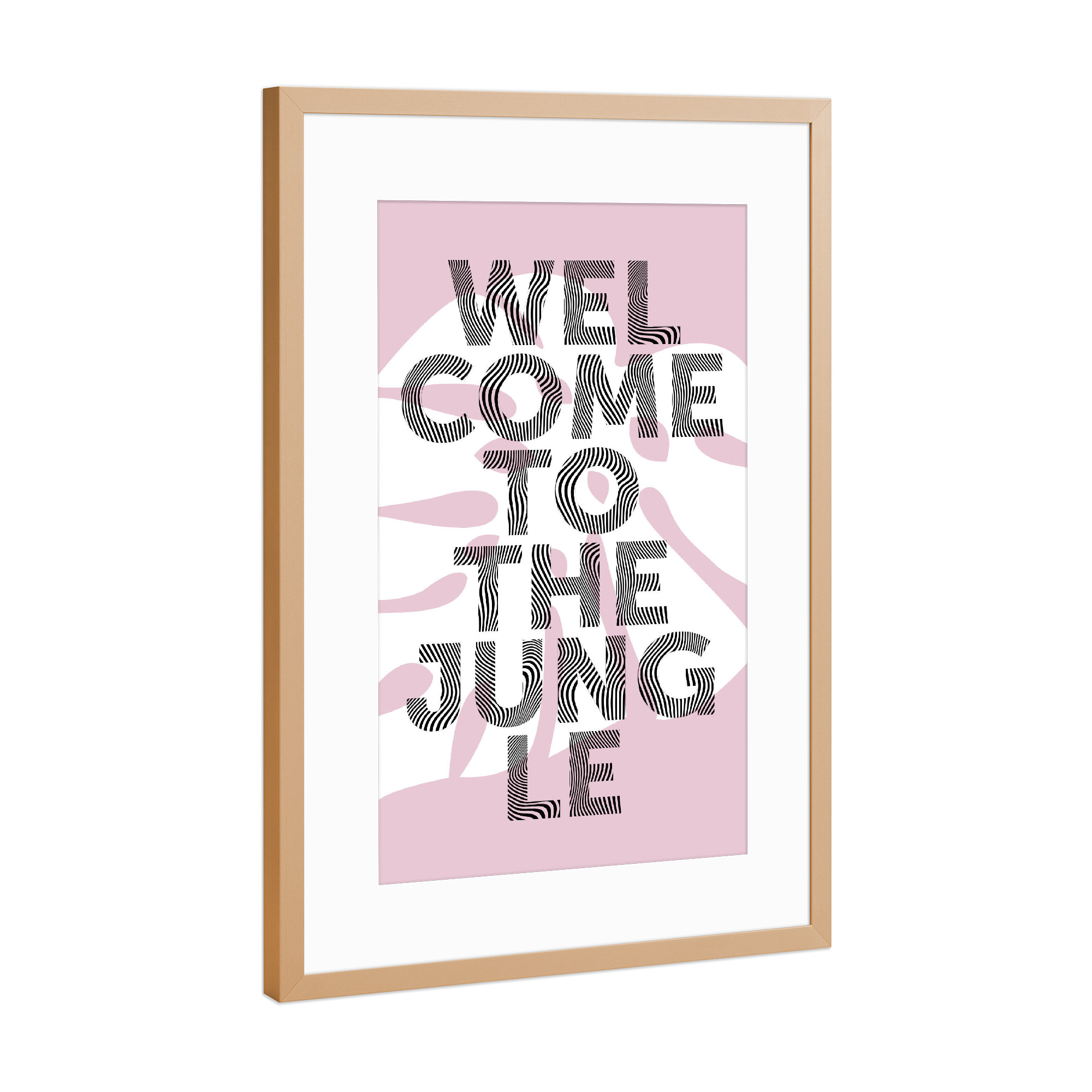 Poster mit Rahmen Kupfer "Welcome to the jungle - rosa" artboxONE - Typografie,Floral - Jungle