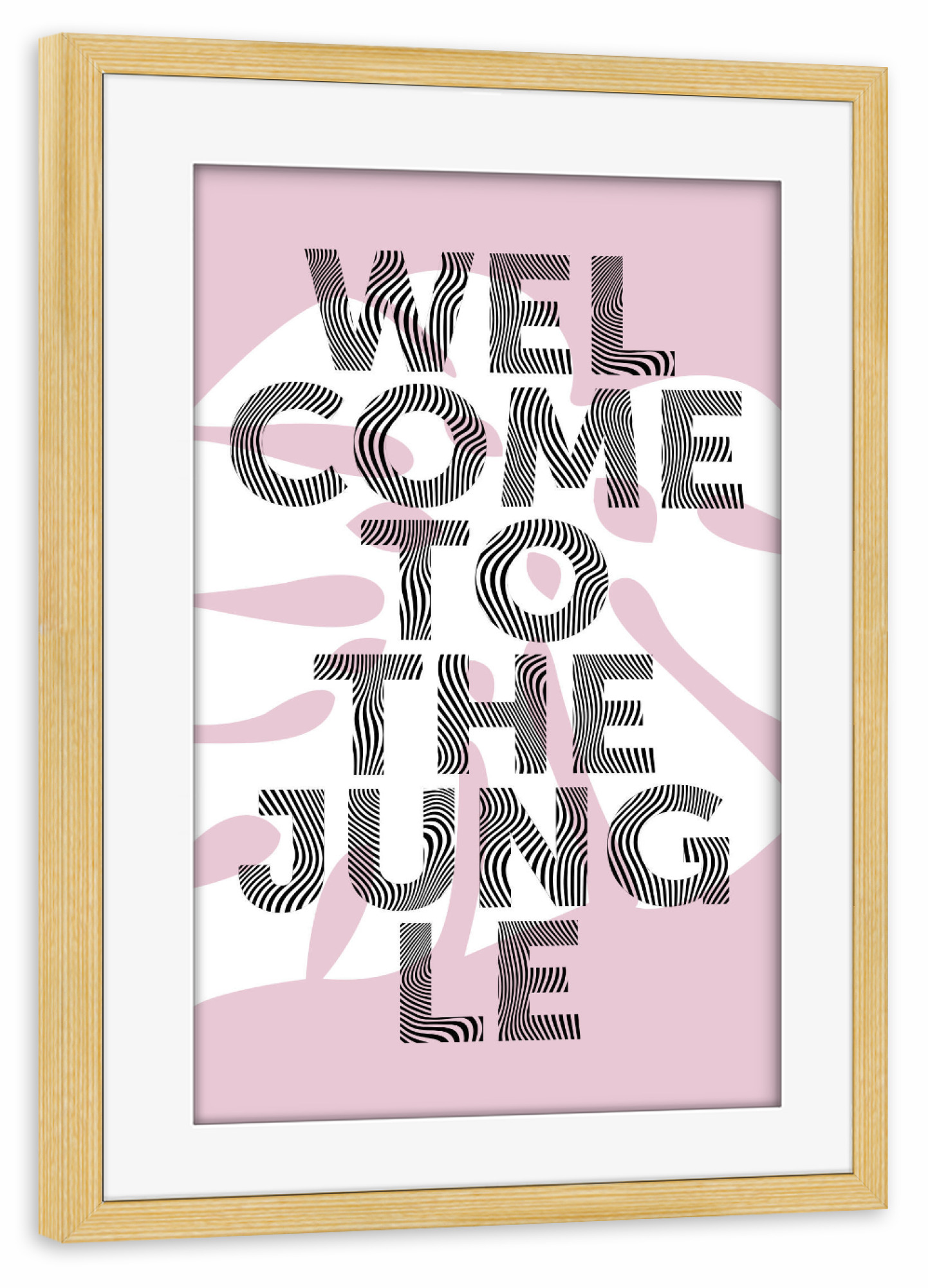 Poster mit Rahmen kiefer "Welcome to the jungle - rosa" artboxONE - Typografie,Floral - Jungle