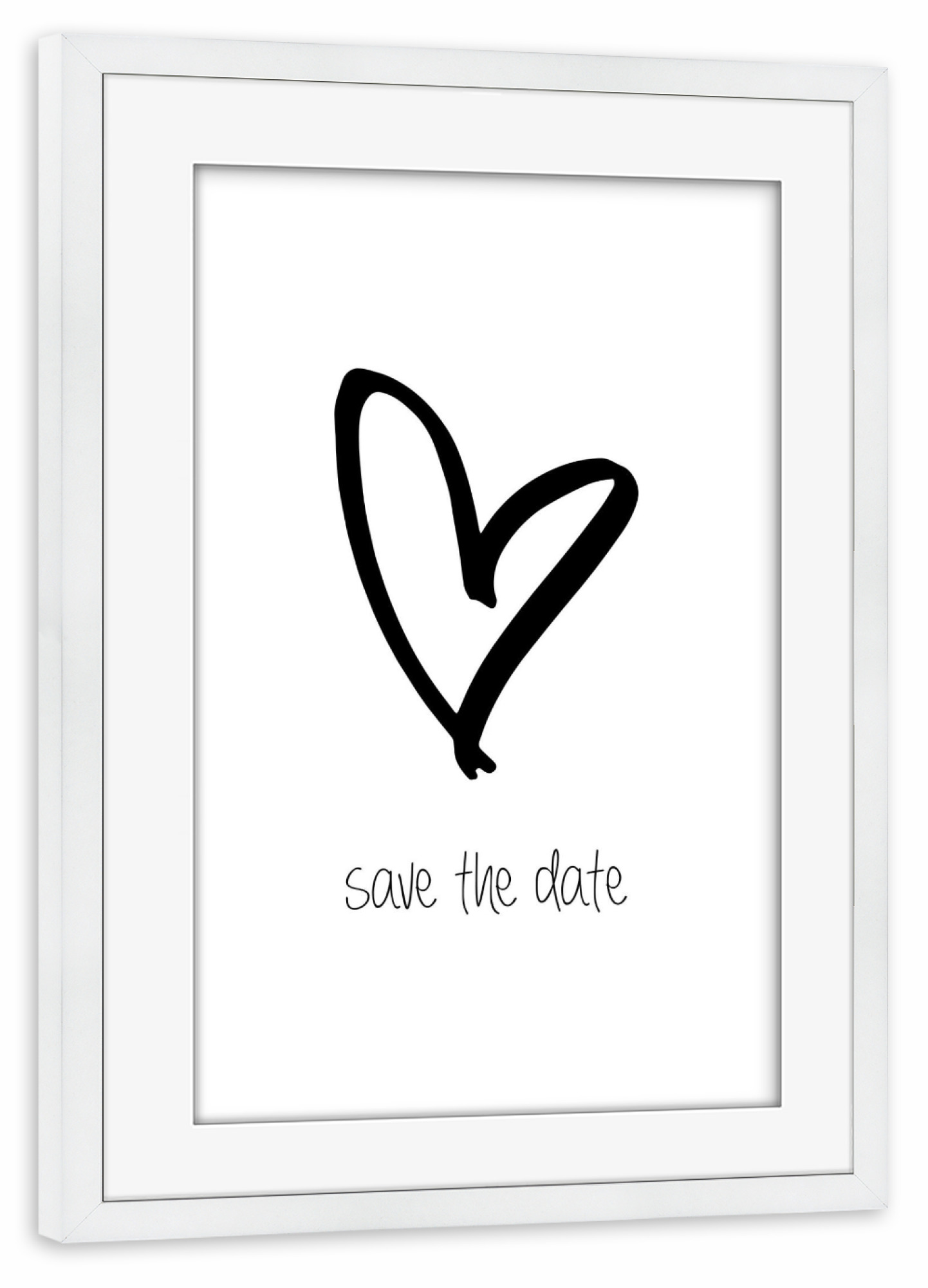Poster mit Rahmen weiß "Save the date" artboxONE - Typografie,Schwarzweiß,Liebe