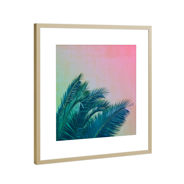 Poster mit Rahmen Gold "Pink Palms" artboxONE - Natur,Reise,Floral,Reise / Strand und Meer - Leaves,Palmtree,Palm