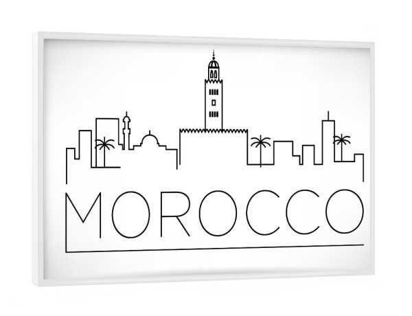 Poster mit weißem Rahmen "Minimal Morocco Skyline Design" artboxONE - Städte,Schwarzweiß - City,Skyline,Morocoo,Oneline