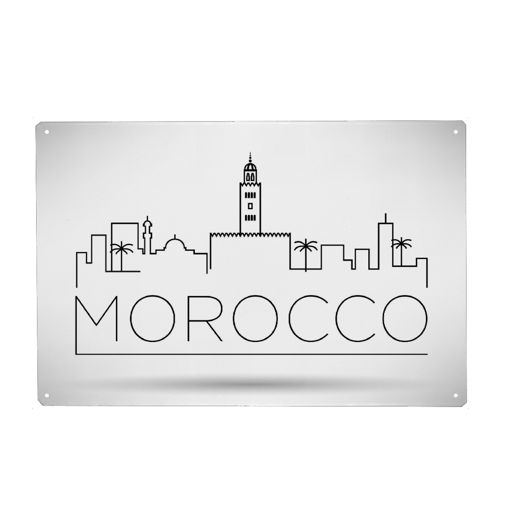 Holzbild "Minimal Morocco Skyline Design" artboxONE - Städte,Schwarzweiß - City,Skyline,Morocoo,Oneline