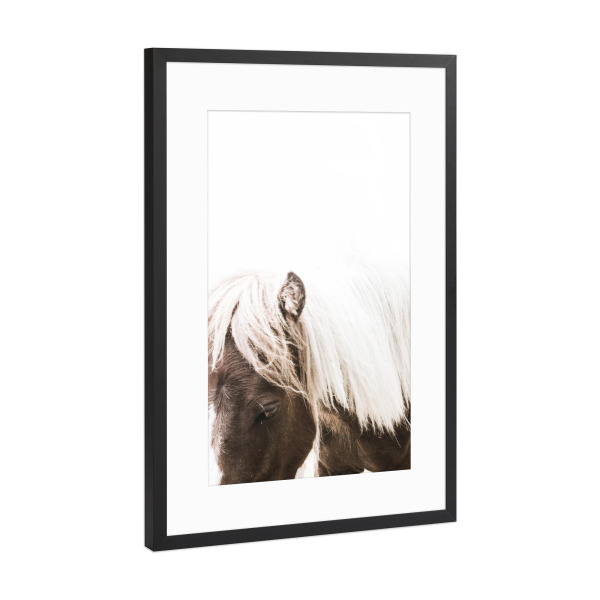 Poster mit Rahmen Schwarz (Metallic) "Brown Horses Back" artboxONE - Tiere