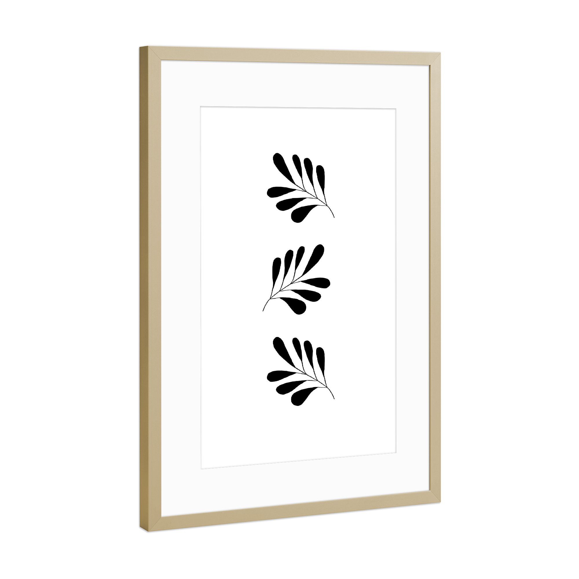 Poster mit Rahmen Gold "Floral weiß" artboxONE - Natur,Floral,Abstrakt,Schwarzweiß - Floral,Pflanzen