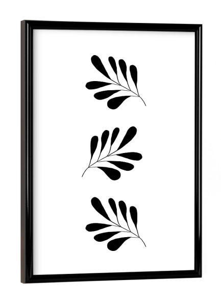 Poster mit schwarzem Rahmen "Floral weiß" artboxONE - Natur,Floral,Abstrakt,Schwarzweiß - Floral,Pflanzen
