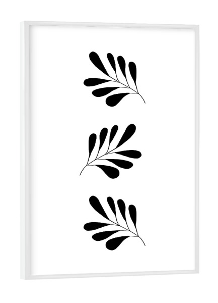Poster mit weißem Rahmen "Floral weiß" artboxONE - Natur,Floral,Abstrakt,Schwarzweiß - Floral,Pflanzen