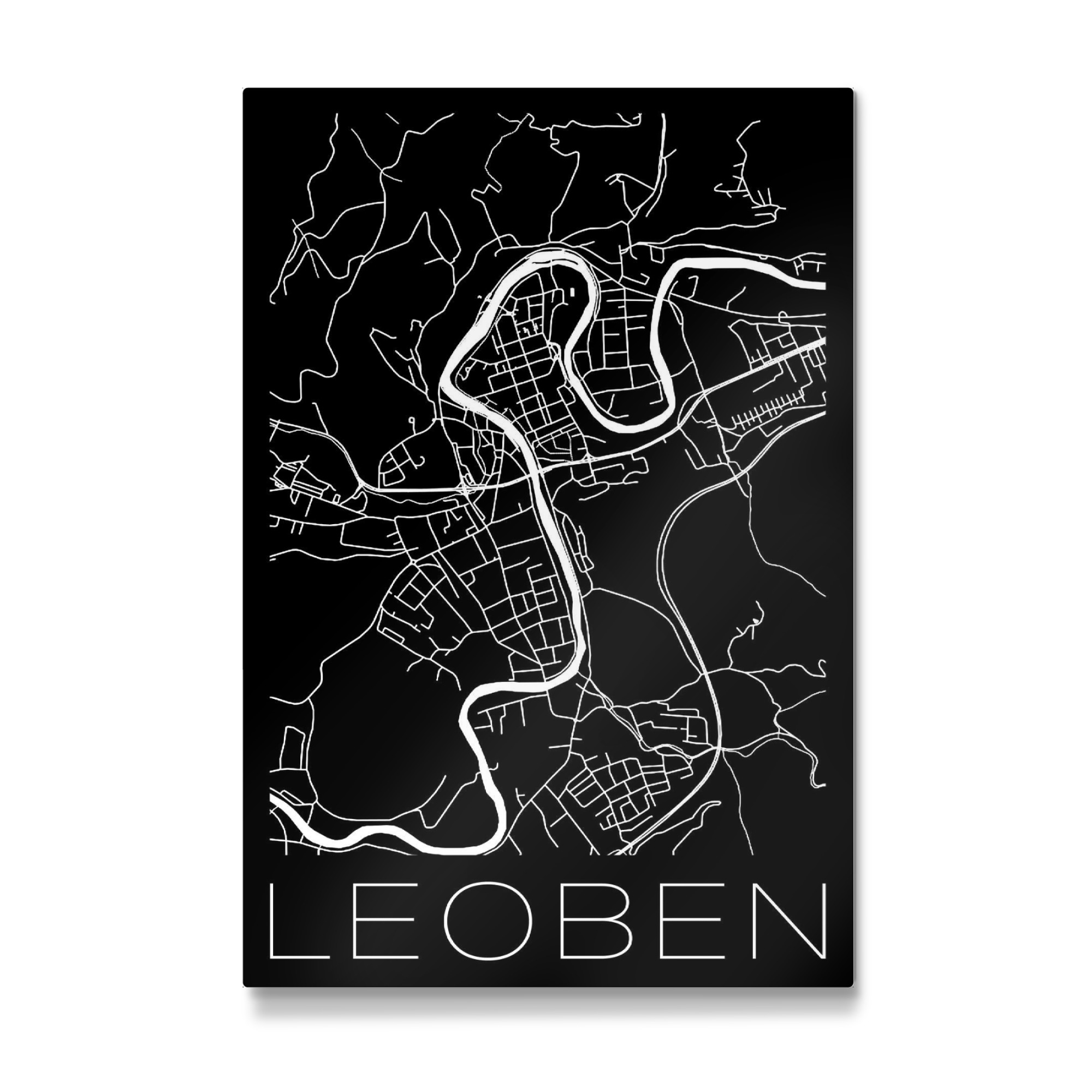 Galerie-Print "Retro Map Leoben Black" 30x20 cm artboxONE