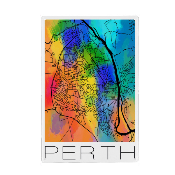 Holzbild "Retro Map Perth Watercolor" artboxONE - Städte,Reise,Städte / Weitere,Kartografie - Map,Perth,Scotland,Vintage,Retro map