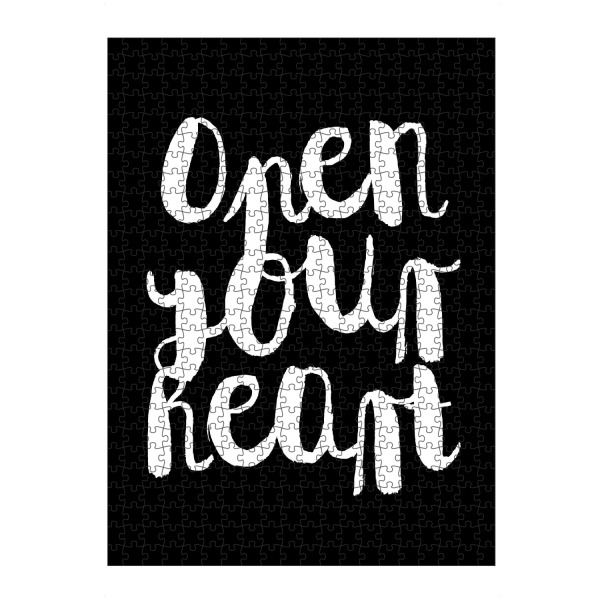 Puzzle Ravensburger "Open your heart - Öffne dein Herz" artboxONE - Typografie,Schwarzweiß,Liebe - Heart,Love,Friendship - Bild heart