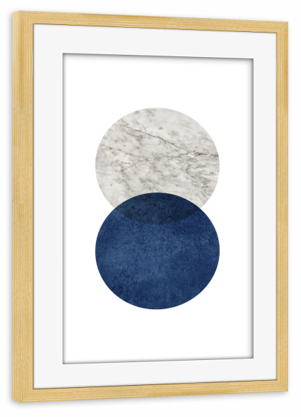 Poster mit Rahmen kiefer "Marble Navy Blue Circle" artboxONE - Abstrakt,Geometrie,Marmor - Cycle,Modern,Marble,Minimalism,Scandinavian