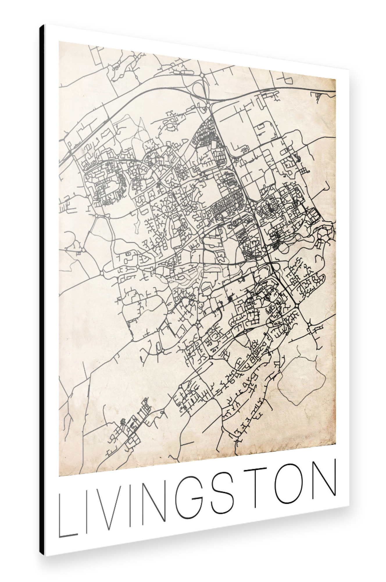 Alu-Dibond "Retro Map Livingston Vintage" 75x50 cm artboxONE