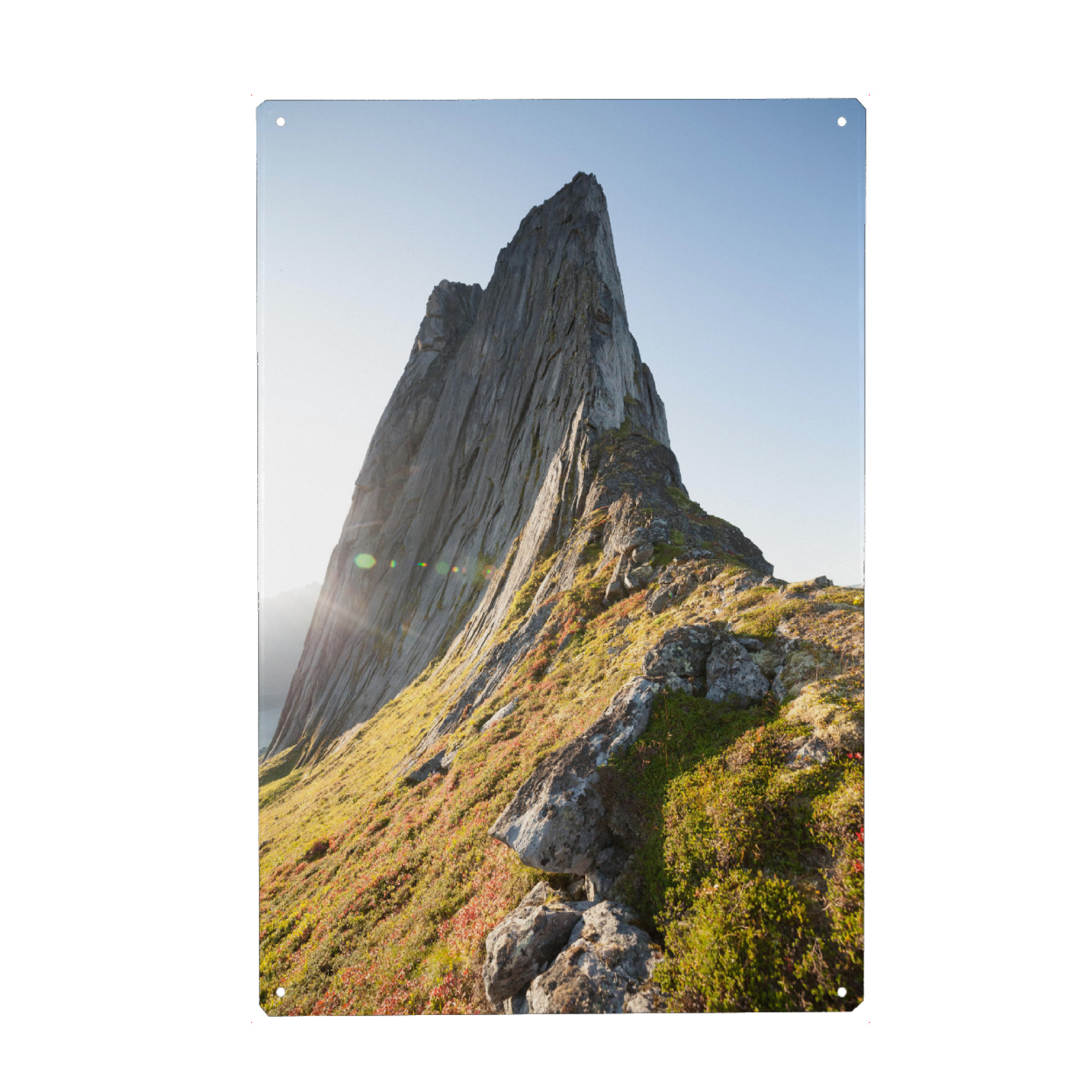 Metall Poster "Climb me!" artboxONE - Reise - Norwegen,Skandinavien,Bergspitze,Berg - Blechschild