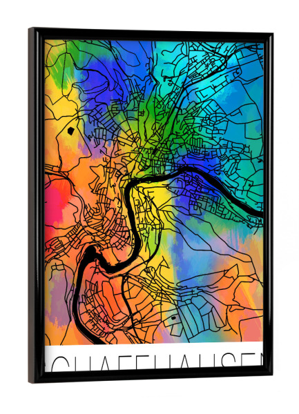 Poster mit schwarzem Rahmen "Retro Map Schaffhausen Watercolor" artboxONE - Städte / Weitere,Kartografie - Retro,Map,Vintage,Schaffhausen,Switzerland