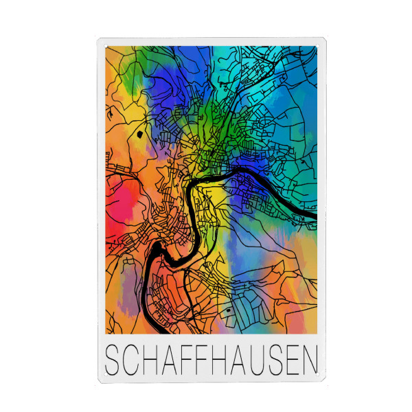 Metall Poster "Retro Map Schaffhausen Watercolor" artboxONE - Städte / Weitere,Kartografie - Retro,Map,Vintage,Schaffhausen,Switzerland - Blechschild