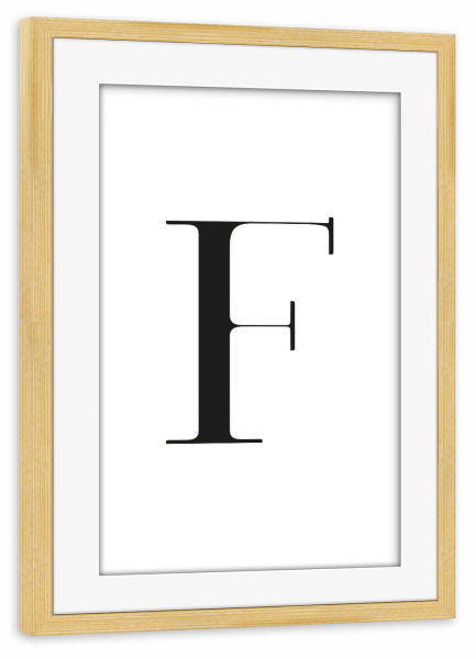 Poster mit Rahmen kiefer "Buchstabe – F" artboxONE - Schwarzweiß,Buchstaben,Buchstaben / F - Buchstabe,F,Alphabet,Abc