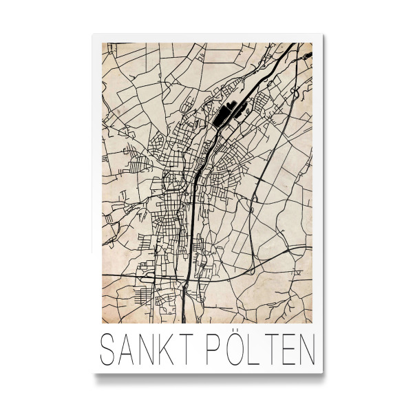 Galerie-Print "Retro Map Sankt Pölten Vintage" 30x20 cm artboxONE