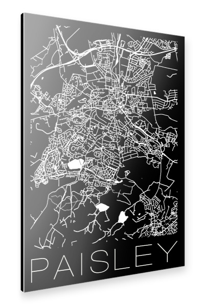 Alu-Dibond "Retro Map Paisley Black" 30x20 cm artboxONE