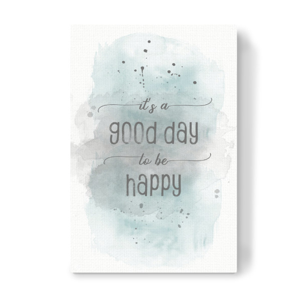 Leinwandbild "Glücklich | Aquarell türkis" artboxONE - Typografie - Spruch,Happy,Good,Motivation,Optimism