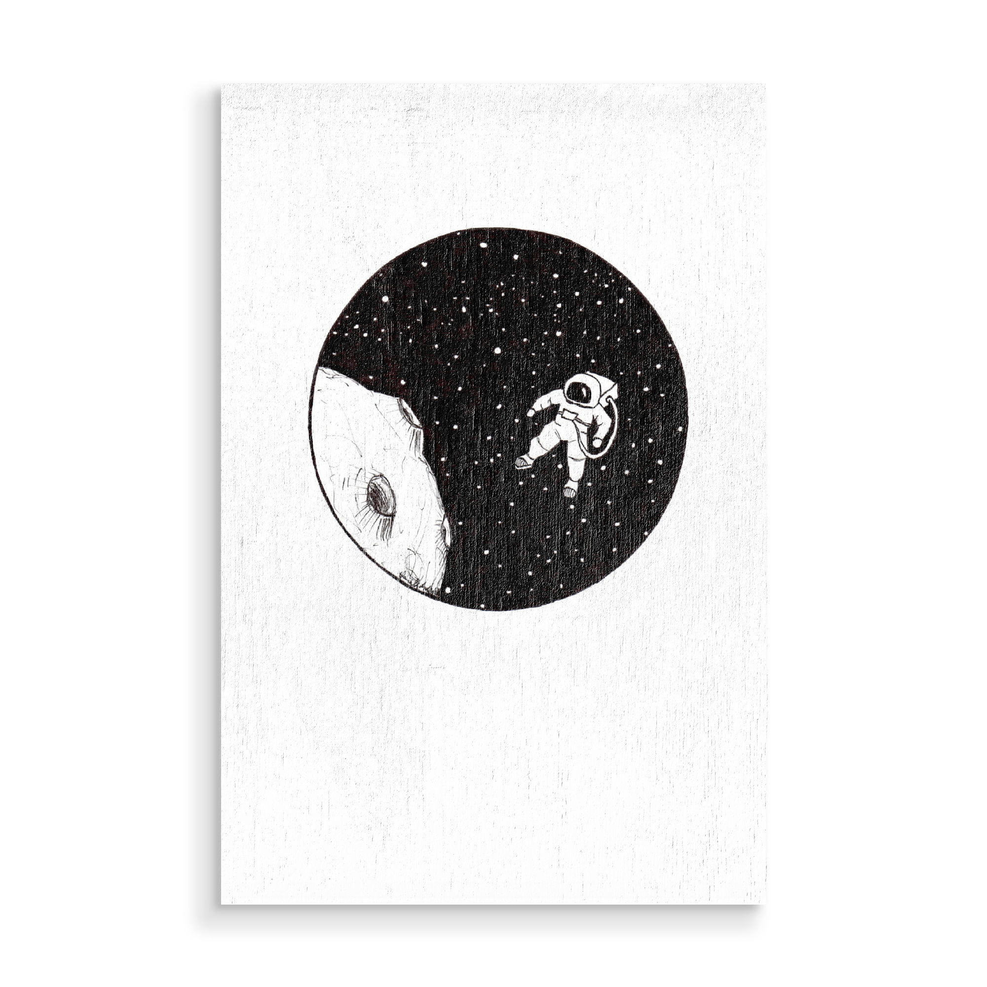 Holzbild "Fly me to the moon - Astronaut" artboxONE - Schwarzweiß,Galaxy - Astronaut,Galaxie,Stars,Mond,Space