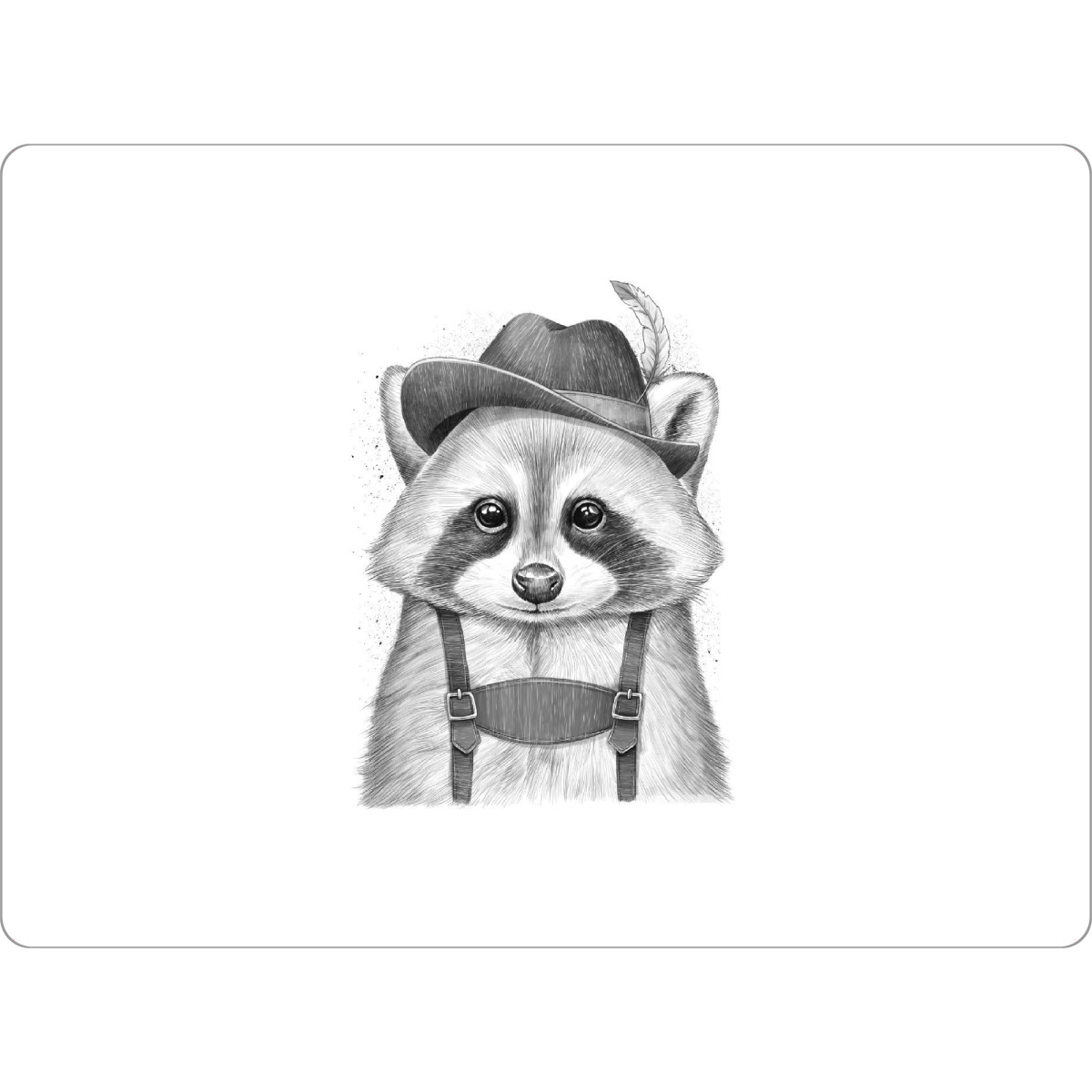 Tischset "German raccoon" artboxONE - Natur,Tiere,Schwarzweiß - Waschbär,Tier,Hut,Bayern - Bild waschbär