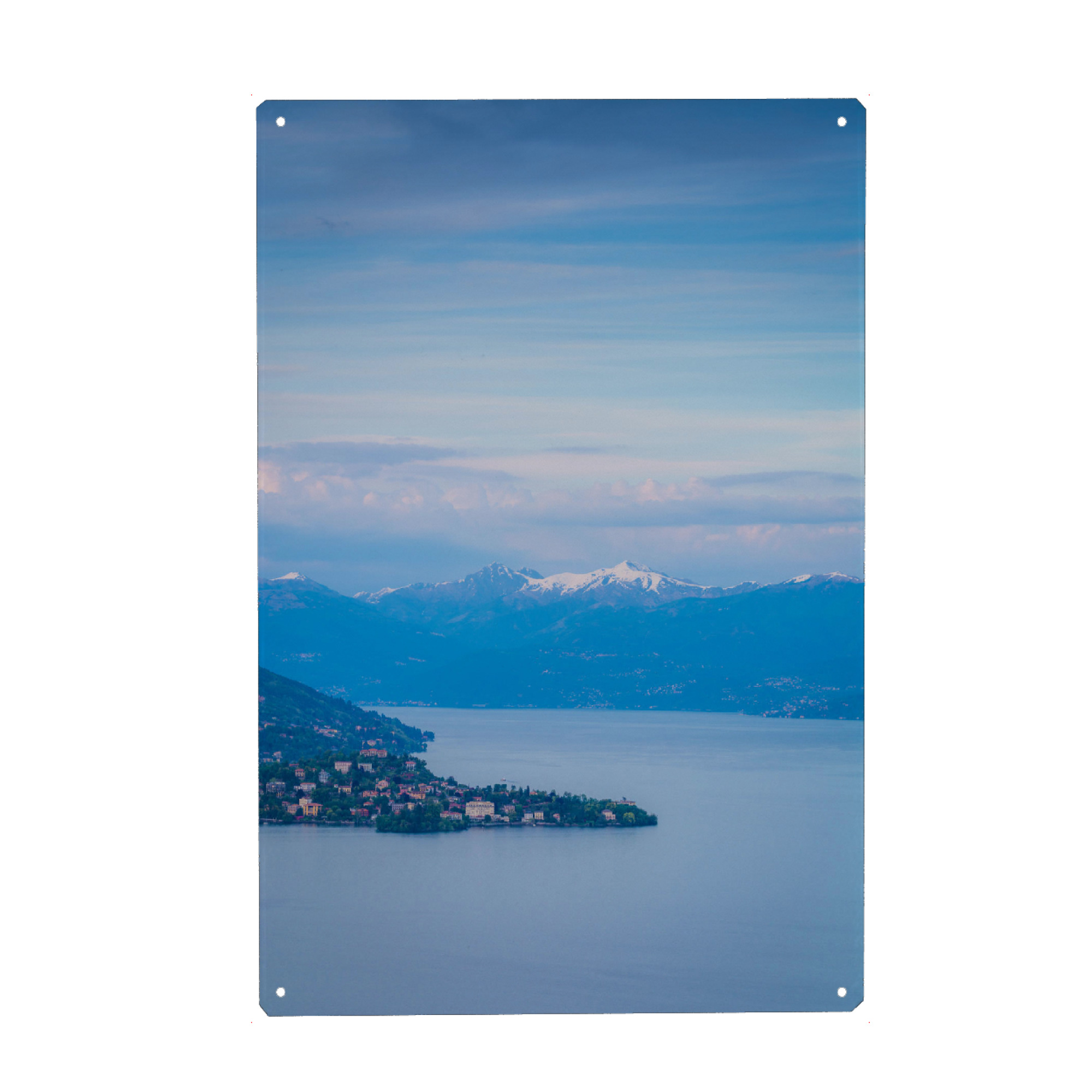 Metall Poster "Lago Maggiore am Abend" artboxONE - Natur,Reise - Italien,Lago maggiore,Alpen,Mottarone,Piemonte,Berge,Langensee - Blechschild