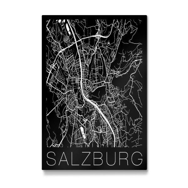 Galerie-Print "Retro Map Salzburg Black" 30x20 cm artboxONE