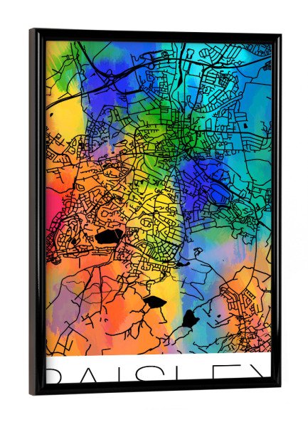 Poster mit schwarzem Rahmen "Retro Map Paisley Watercolor" artboxONE - Städte,Reise,Städte / Weitere,Kartografie